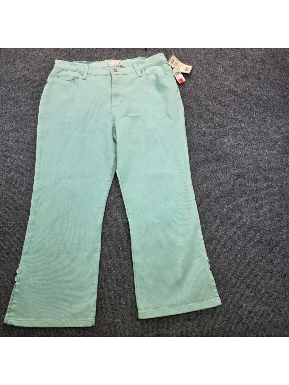 FDJ Dusty Crop Flare Jeans 12 Aqua Easy Fit Mid Rise Twee Casual Preppy Coquette